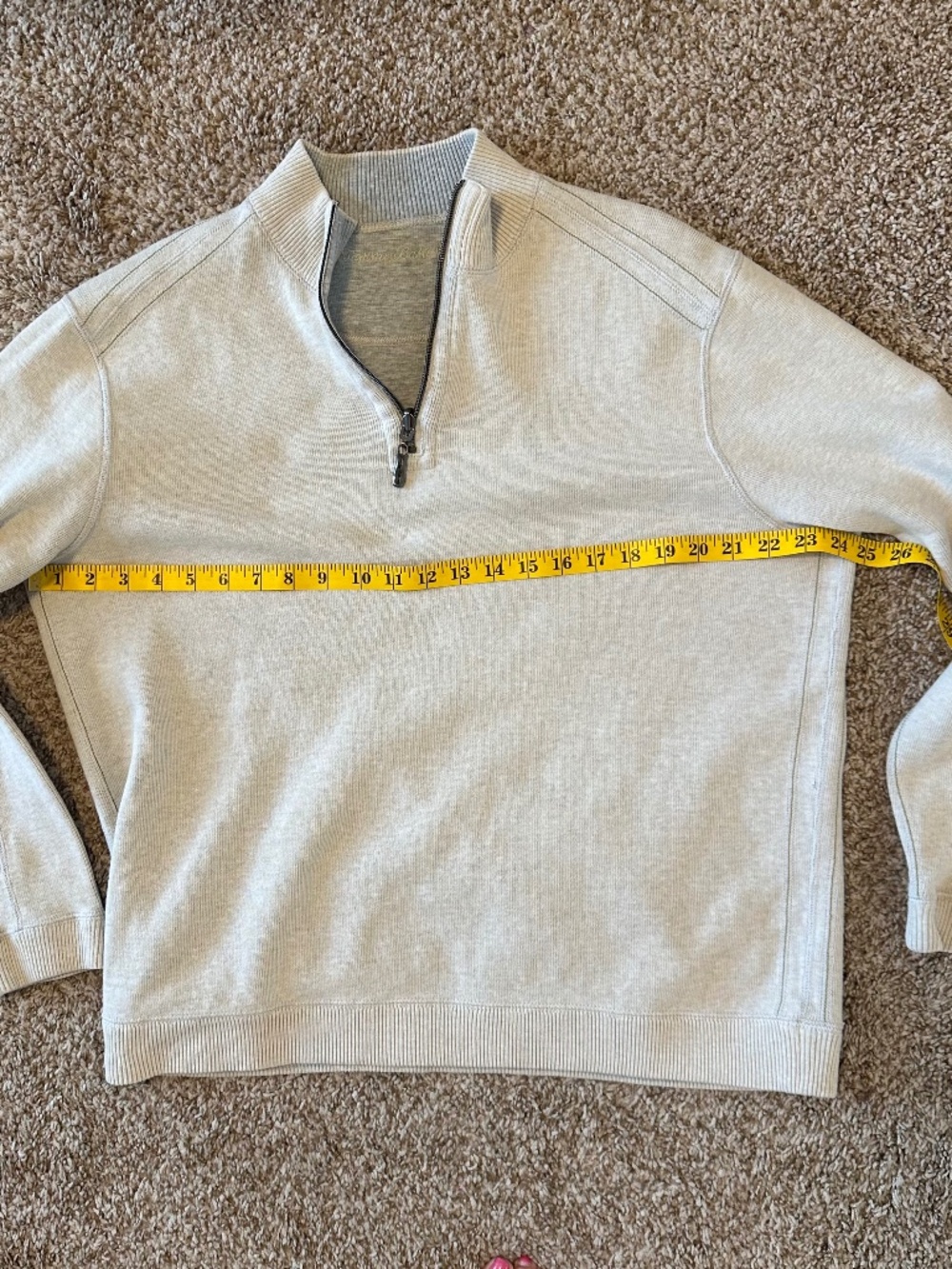 MEN'S Tommy Bahama Beige Quarter-Zip Pullover Sweater, Size L - Picture 9 of 9